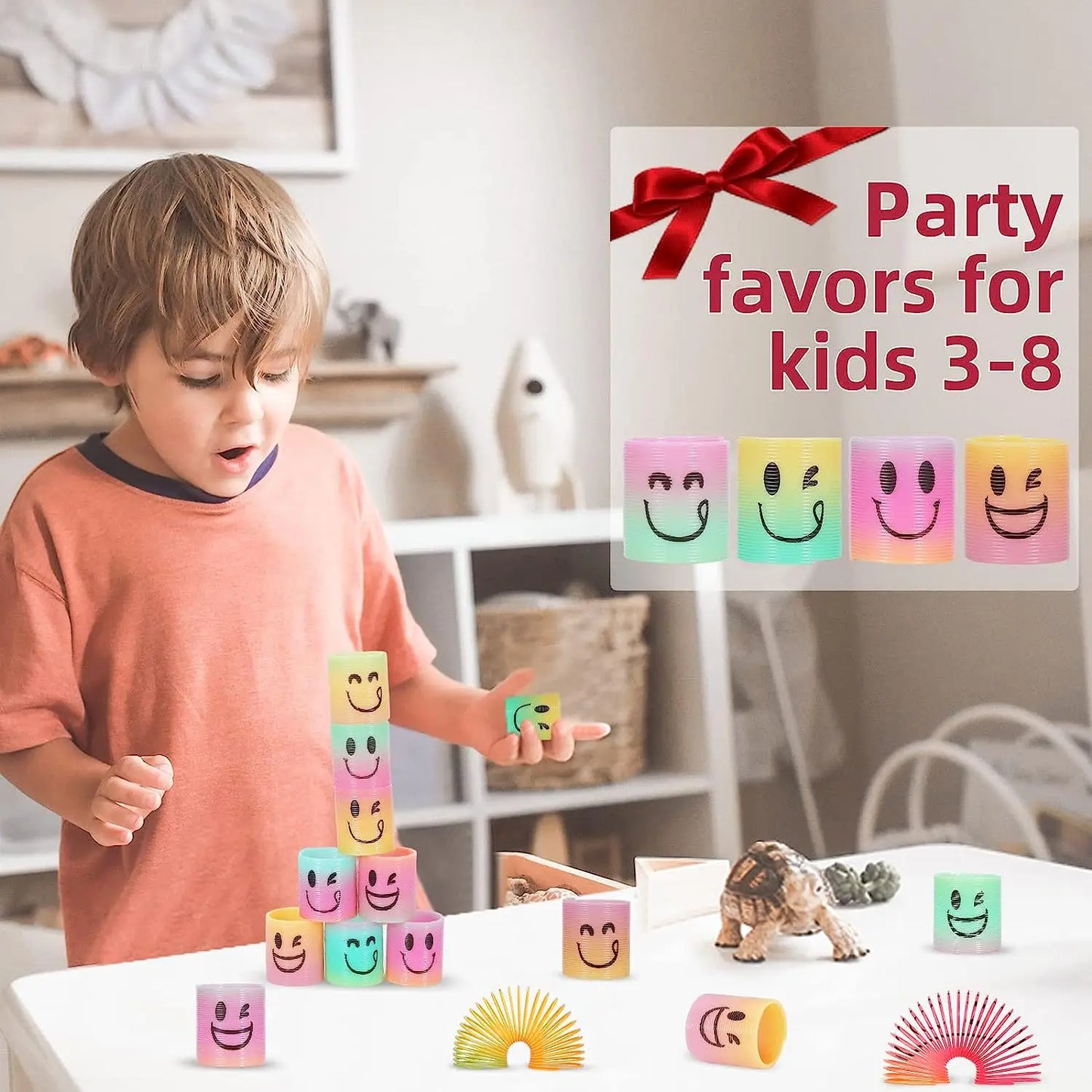 12/24 Rainbow Magic Springs Circle Toys Kids Birthday Party Favors Guests Giveaway Small Gifts Pinata Fillers Flexible Funny Toy