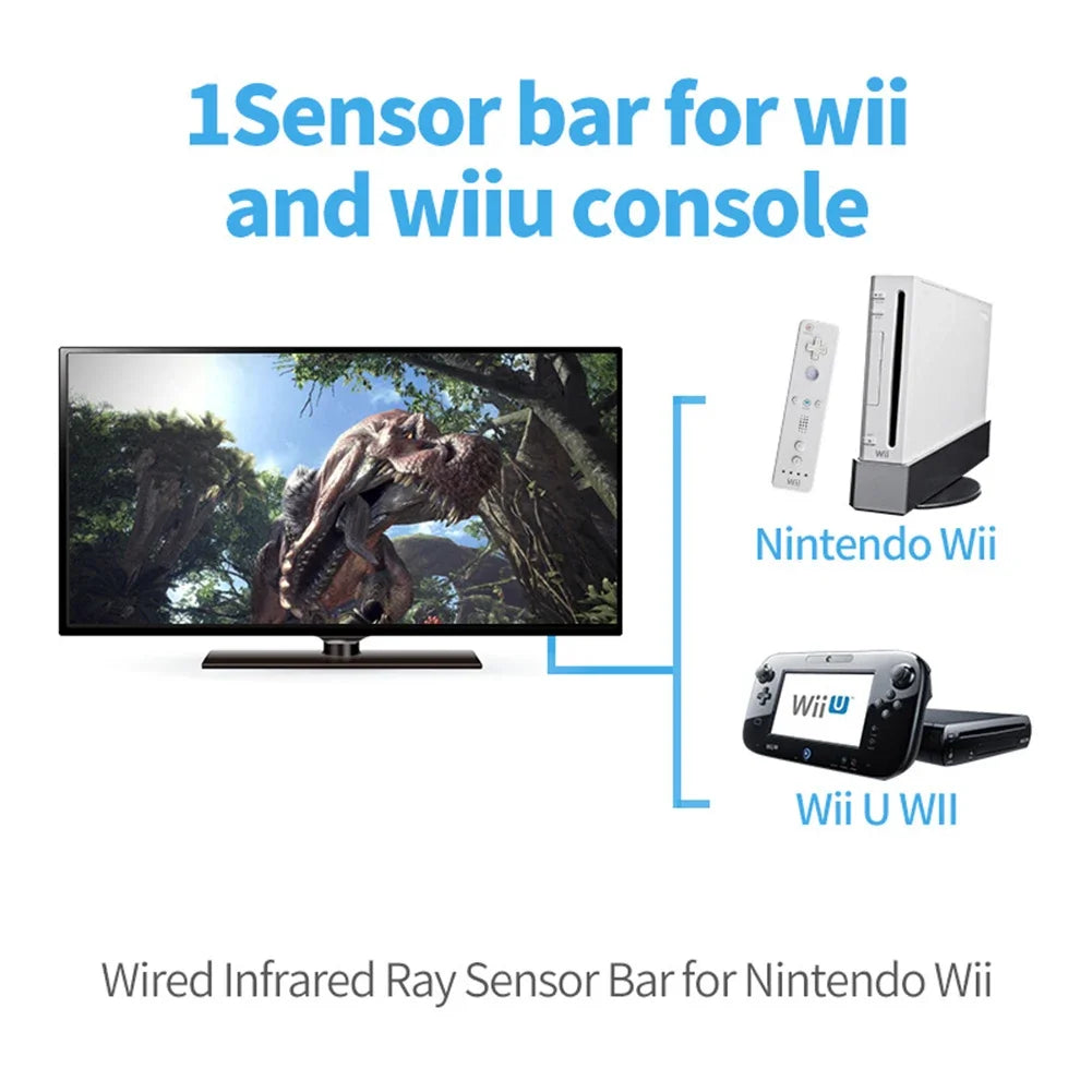 100% Newest Remote Wired Infrared Receiver For Wii IR Signal Ray Wave Sensor Bar For Nintendo Wireless Controller Game Console
