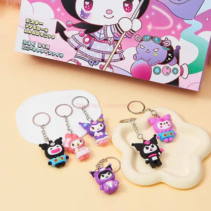 Cute Kuromi Cinnamoroll Melody Christmas Advent Calendar Kawaii Random Figure Ornament Anime Cartoon Keychain Kids Toy Gift