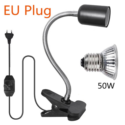 Reptile Heat Lamp 50W UVA UVB Light Rotatable Basking Spot Light Simulated Sunlight For Turtle Lizard Dimmable Heating Lamp