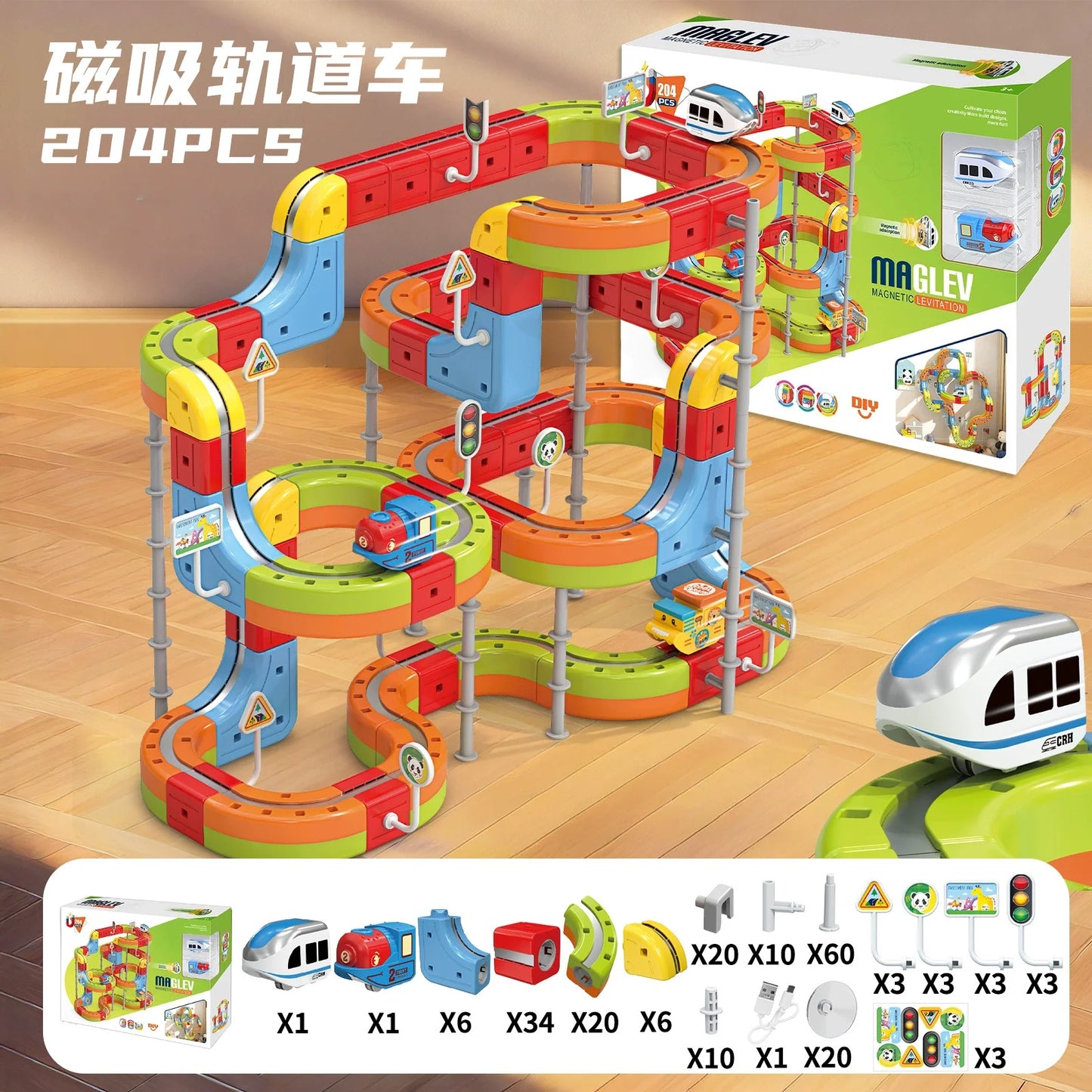 Sell Well Anti-Gravity Magnetic Attraction Track Train Changeable Magnetic Magic Rail Car Electric Train Toy