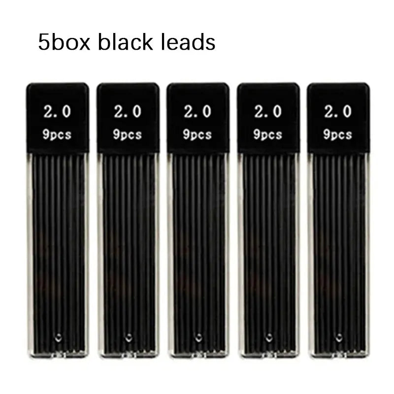 Mechanical Pencil Set 2.0mm with 2B Black/Colors Lead Refill for Writing Sketching Art Drawing Painting School Automatic Pencils