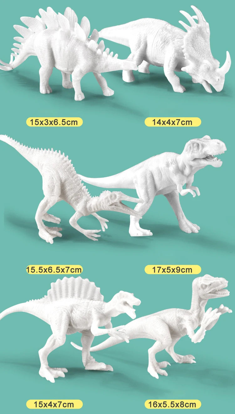 6/8PCS Unpainted DIY Dinosaur Painting Kit, Blank Model Toys for Kids 3+ Years Creative Graffiti Montessori Educational Art Gift