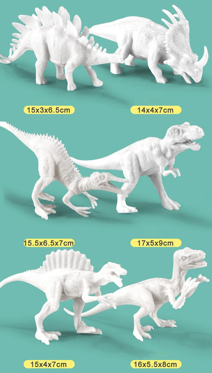 6/8PCS Unpainted DIY Dinosaur Painting Kit, Blank Model Toys for Kids 3+ Years Creative Graffiti Montessori Educational Art Gift