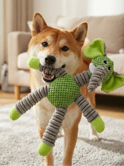 Squeaky Plush Elephant Dog Toy Durable Bite‑Resistant Pet Chew Toy Teeth Cleaning Interactive Puppy Stress Relief Toy