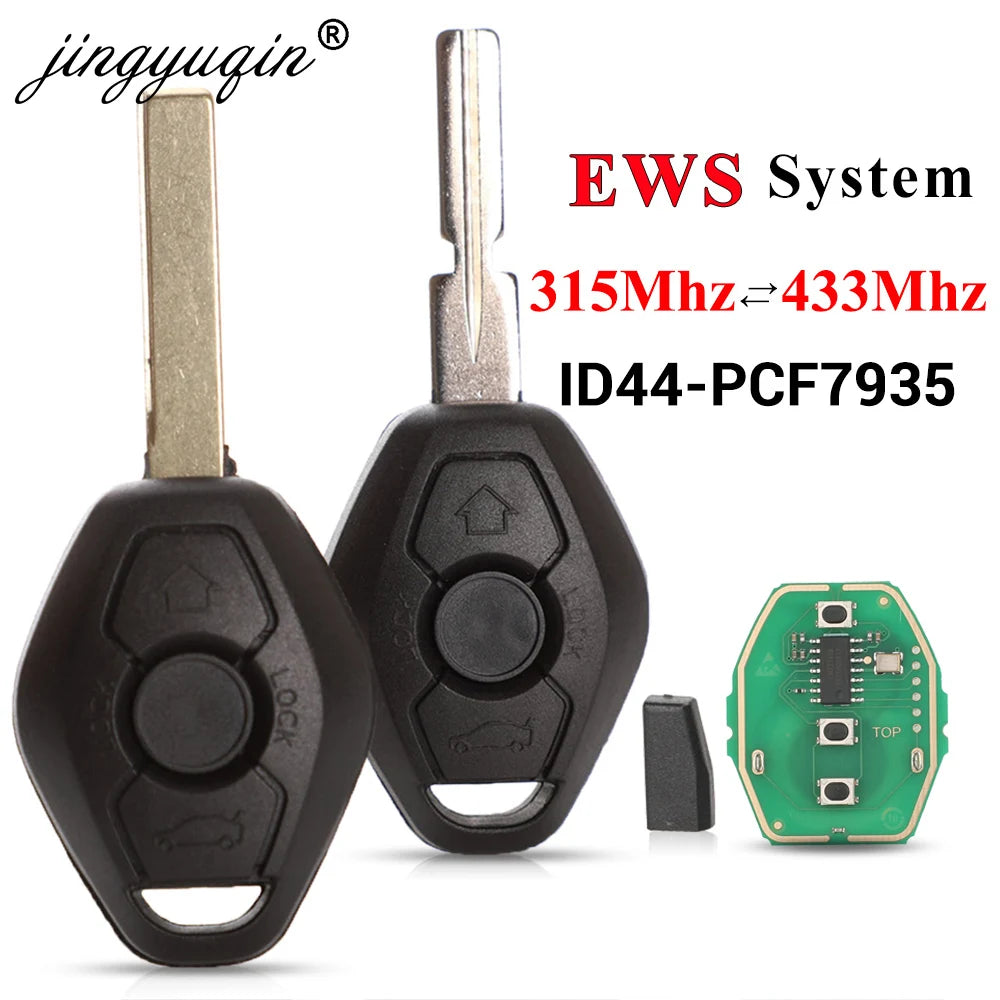 jingyuqin EWS Sytem Car Remote Key for BMW E38 E39 E46 X3 X5 Z3 Z4 1/3/5/7 Series 315/433MHz ID44 Chip Keyless Entry Transmitter