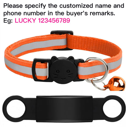 Customized Pet Collar Reflective Cat Collars Free Engraved Puppy Kitten Pet ID Nameplate Necklace With Bell Anti-lost For Cats