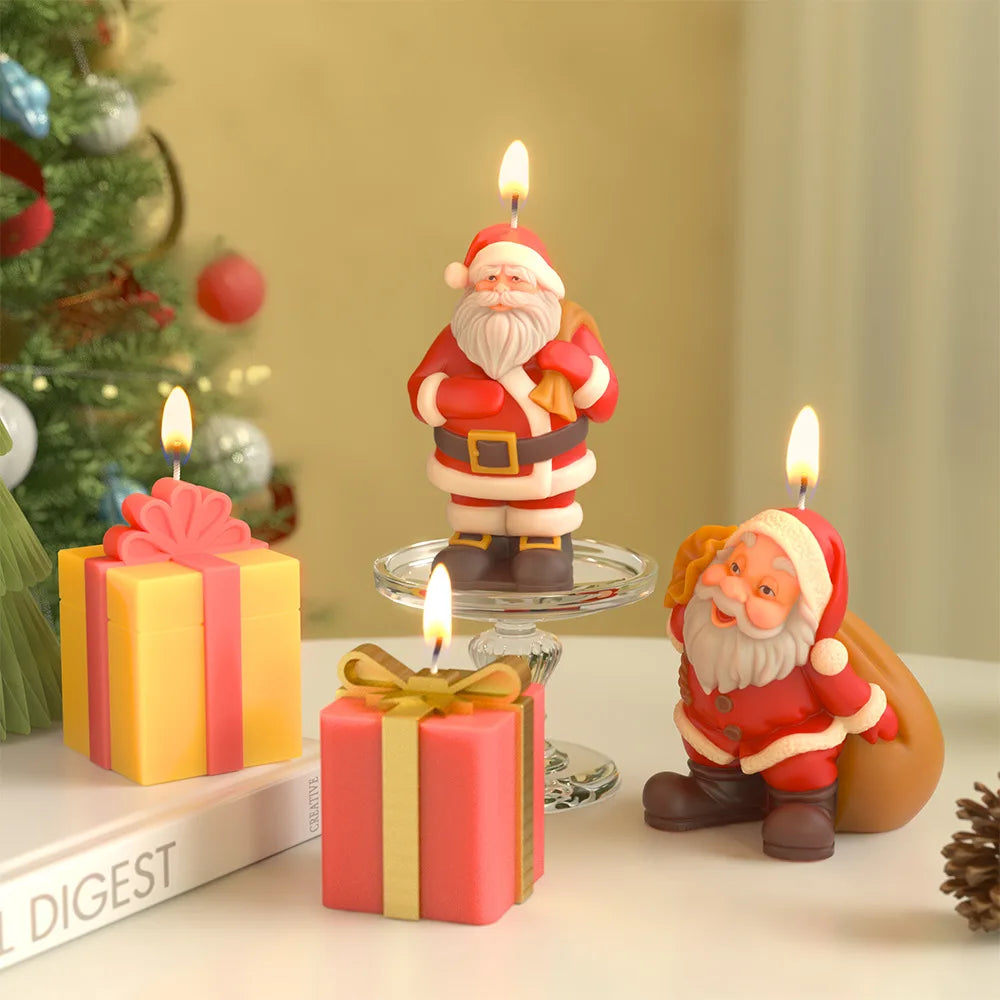 Christmas Santa Claus Silicone Candle Molds Aromatherapy Gypsum Soap Baking Mould Festival Ornament Decor Xmas Gifts Making Mold