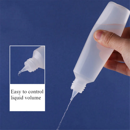 1PC, 10ml/15ml/30ml/50ml Needle Tip Squeezable Bottle Refillable Liquid Plastic Bottle Container with Wide Mouth Empty Pen Style
