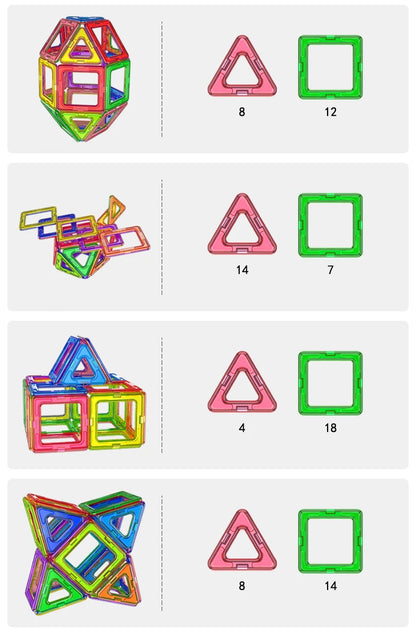 large Magnetic tiles Designer Magnet Building Blocks Accessories Educational Constructor Toys For Children Kids Girls Set Gift