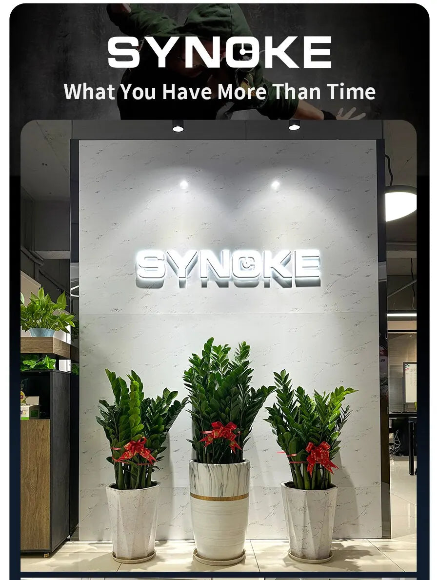 SYNOKE New For Men Sports Electronic Watch Waterproof Night Glow Large Screen Square Outdoor Running Camping Student Watch