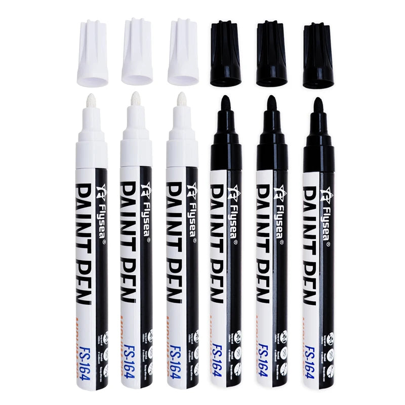 Black/White Oil Based Paint Pens, Permanent Marker for Metal, Wood, Canvas, Fabric, Plastic, Tire, Glass, Waterproof