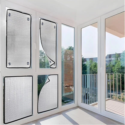 Thermal Insulation Window Film,Reusable Sun-Protective Heat-Insulating Aluminum Foil Blackouts Window Cover,With Suction Cup