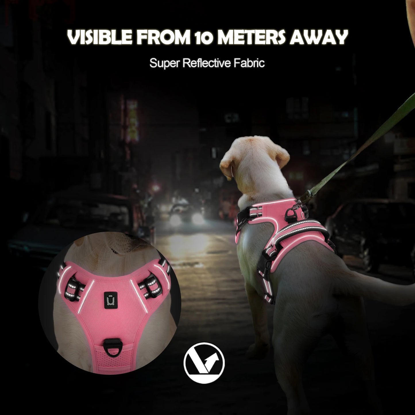Dog Harness and Leash Combo, Escape Proof No Pull Vest Harness, with 5 Feet Leash, Reflective Adjustable Soft Padded Pet Harness