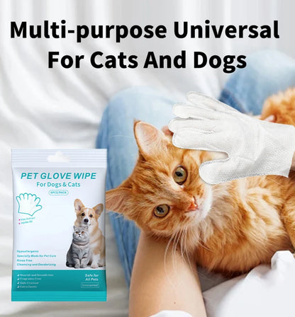 New 6PCS Pet Wash-Free Gloves Cat Bath Deodorant Wipes Disposable Cleaning Dry Cleaning Dog Wipes Gentle And Convenient Gloves
