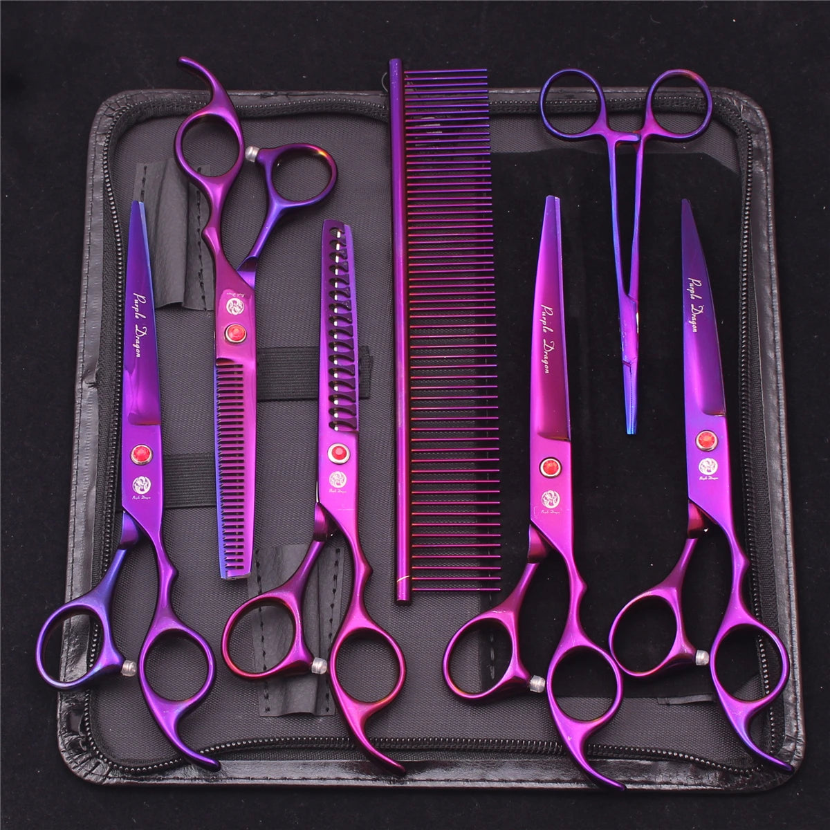 Pet Grooming Scissors Purple Dragon Japan Stainless Pink Curved Scissors For Dogs Dog Thinning Scissors Pet Chunker Shears Z3003