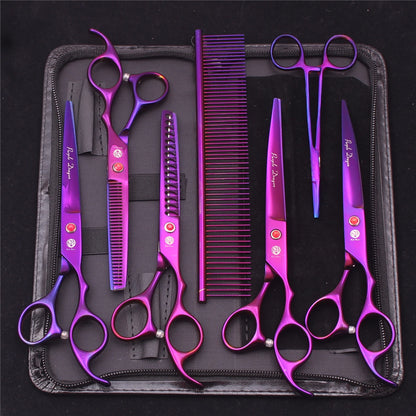Pet Grooming Scissors Purple Dragon Japan Stainless Pink Curved Scissors For Dogs Dog Thinning Scissors Pet Chunker Shears Z3003