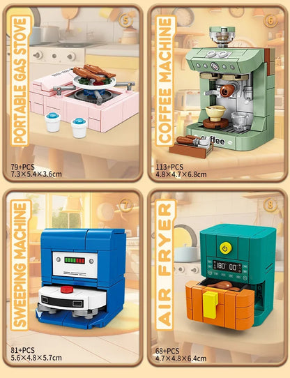 Pretend Play Home Appliance Building Blocks Kids Toys Birthday and Holiday Gift Mini Appliances Set Including Fan Computer Stove
