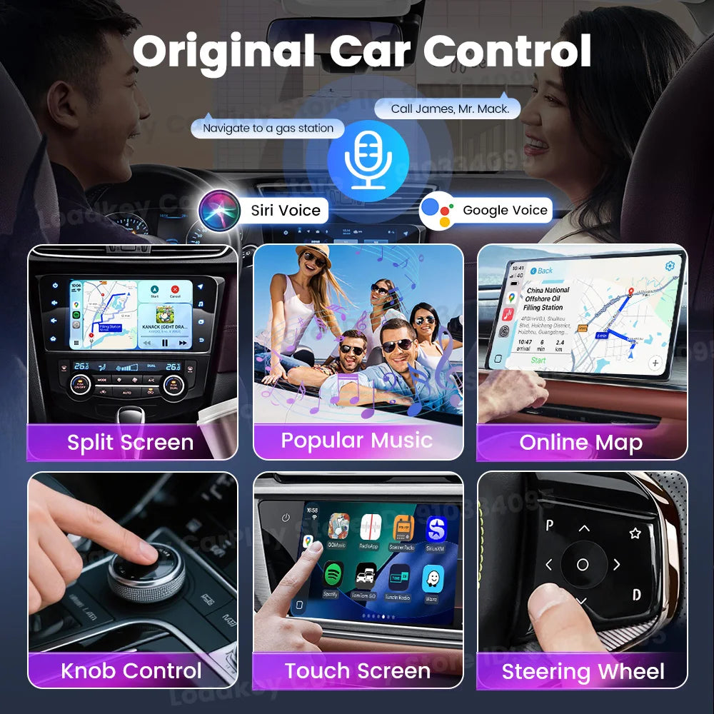 Carlinkit 5.0 2air Wireless CarPlay Android Auto Wireless Adapter 2in1 Plug and Play Auto Connection 5.8Ghz WiFi Bluetooth GPS