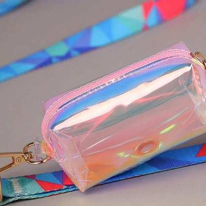 1pc Holographic Reflective Dog Poop Bag Dispenser - Colorful Iridescent Waste Bags for Walks Easy-Carry Design for Pet Owners