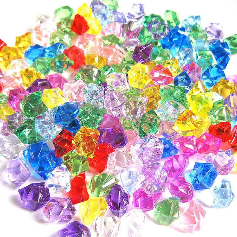 100PCS Plastic Gems Ice Grains Colorful Stones Children Jewels Acrylic Jewels Ice Counter Crystal Diamonds DIY Crafts Beads Toy