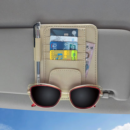 JFBONIN Car Sun Visor Organizer Multi-Pocket Business Card Storage Management Sunglasses Holder Visor Accessories Auto Interior