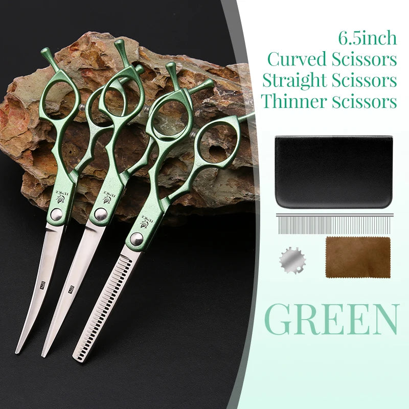 Fenice 6.5 Inch Professional Dog Grooming Scissors Set Kits Straight&Thinner&Curved Grooming Shears Tool Set tesoura wmark