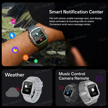 2025 New Military Smart Watch Men IP67 3ATM Waterproof Outdoor Sports Fitness Tracker Health Monitor 1.44Inch BT Call Smartwatch