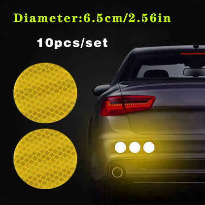 10pcs/set Car Bumper Reflective Safety Strip Stickers Car Circular Reflective Sticker Reflective Warning Safety Tape