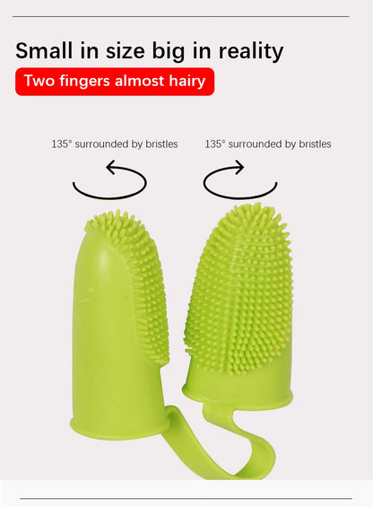Dual Finger Set Pet Toothbrush Oral Cleaning Dog Flexible Durable Suppleness Toothbrush Safe Non-toxic Easy Clean Pet Products