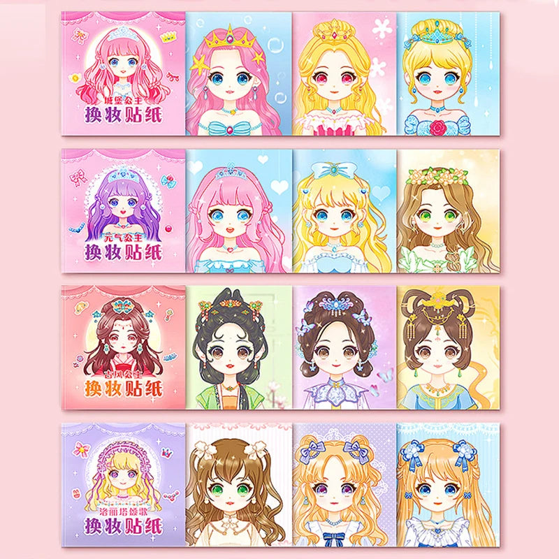 1set Toy Puzzle Stickers Reusable for Girls Cartoon Princess Make a Face Stickers Handicrafts Creative Kids Stickers