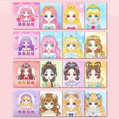 1set Toy Puzzle Stickers Reusable for Girls Cartoon Princess Make a Face Stickers Handicrafts Creative Kids Stickers
