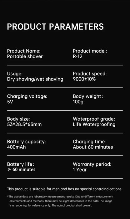 Men Mini Electric Shaver Dual Head Waterproof Type-C Rechargeable Shaver Travel Rotary Razor Portable Hair Beard Trimmer Tool