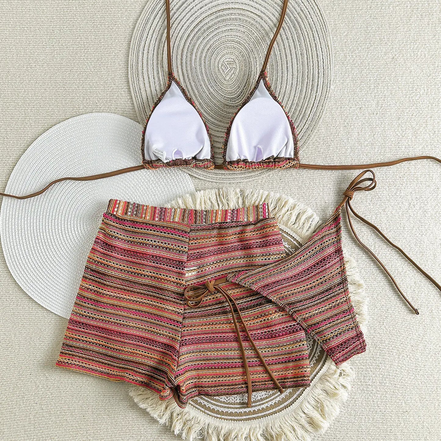 New Sexy Striped Bikinis Female Swimsuits Women 3 Piece Swimwear Beach Swim Wear Bathing Suits Brazilian Bikini Set Pool Bather