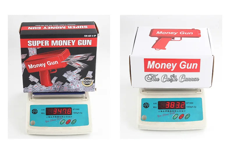 Banknote gun Party Games Pistol Party toys Games Cash Cannon Funny toys gun for banknotes Wedding Golden 100pcs fake money bills