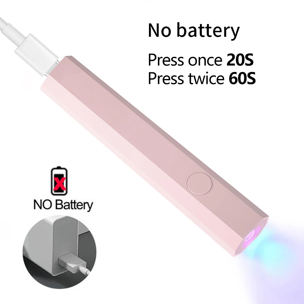 YIKOOLIN Mini Handheld UV Light Fast Gel Nail Drying Lamp for Home Salon Tools Professional Nail Phototherapy Flashlight Pen