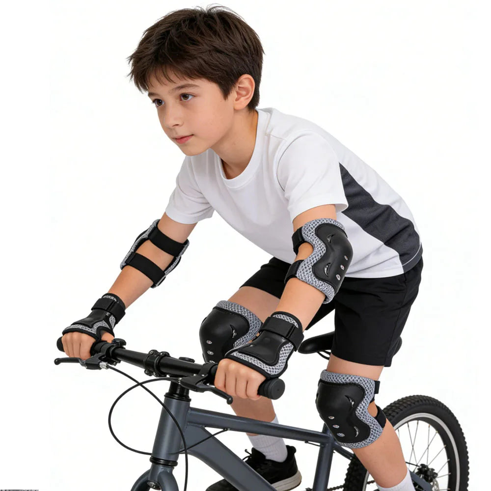 6 in 1 Knee Pads Elbow Pads with Wrist Guards for Ages 3-10, Protective Gear for Skating, Cycling, Biking,Roller Skates,Scooters