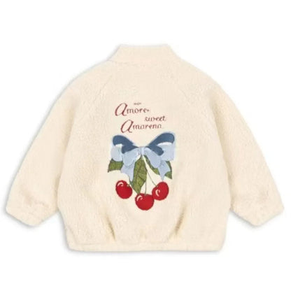 2026 KS Brand Winter Baby Girls Boys Lambswool Cherry Jackets Kids Clothes Boys Sequin Cartoon Outerwear Children's Coats 1-9Yrs