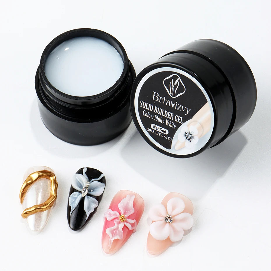 5ml Pearl White 3D Sculpting Gel for Nail Polish Non-Stick Hand Extension Gel 3D Shaping Carving Flower Gel  DIY Nail Art Decor