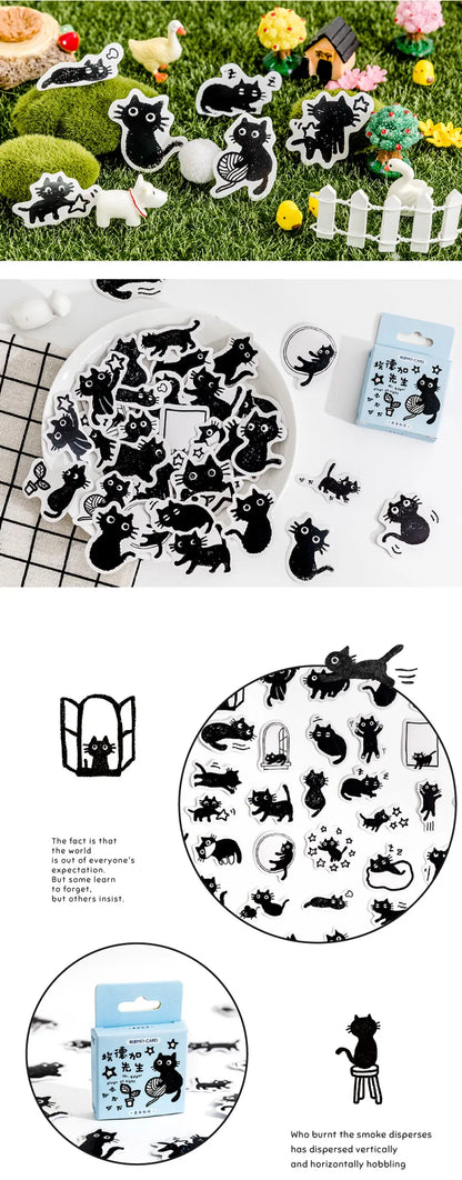 45Stickers / Box Kitten Notebook Boxed Stickers Cartoon Cute Decorative Photo Album Diy Stickers Growth Manual