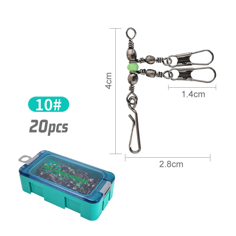 New Luminous Squid Jig Lure Swivels Fishing Bearing Rolling Swivel Solid Ring Fishing Connector With Interlock Snap Accessories