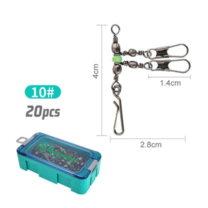 New Luminous Squid Jig Lure Swivels Fishing Bearing Rolling Swivel Solid Ring Fishing Connector With Interlock Snap Accessories