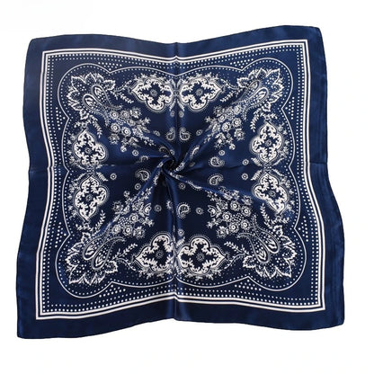 68cm Paisley Small Cashew Flower Scarf for Women Spring and Summer Thin Satin Square Scarf Retro Versatile Headscarf Shawl