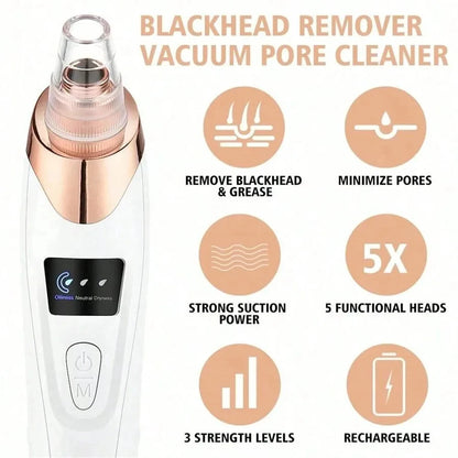 Electric Pore Cleaner & Blackhead Remover, Professional Deep Cleansing Vacuum Device for Facial Skincare, Pore Refining Tool