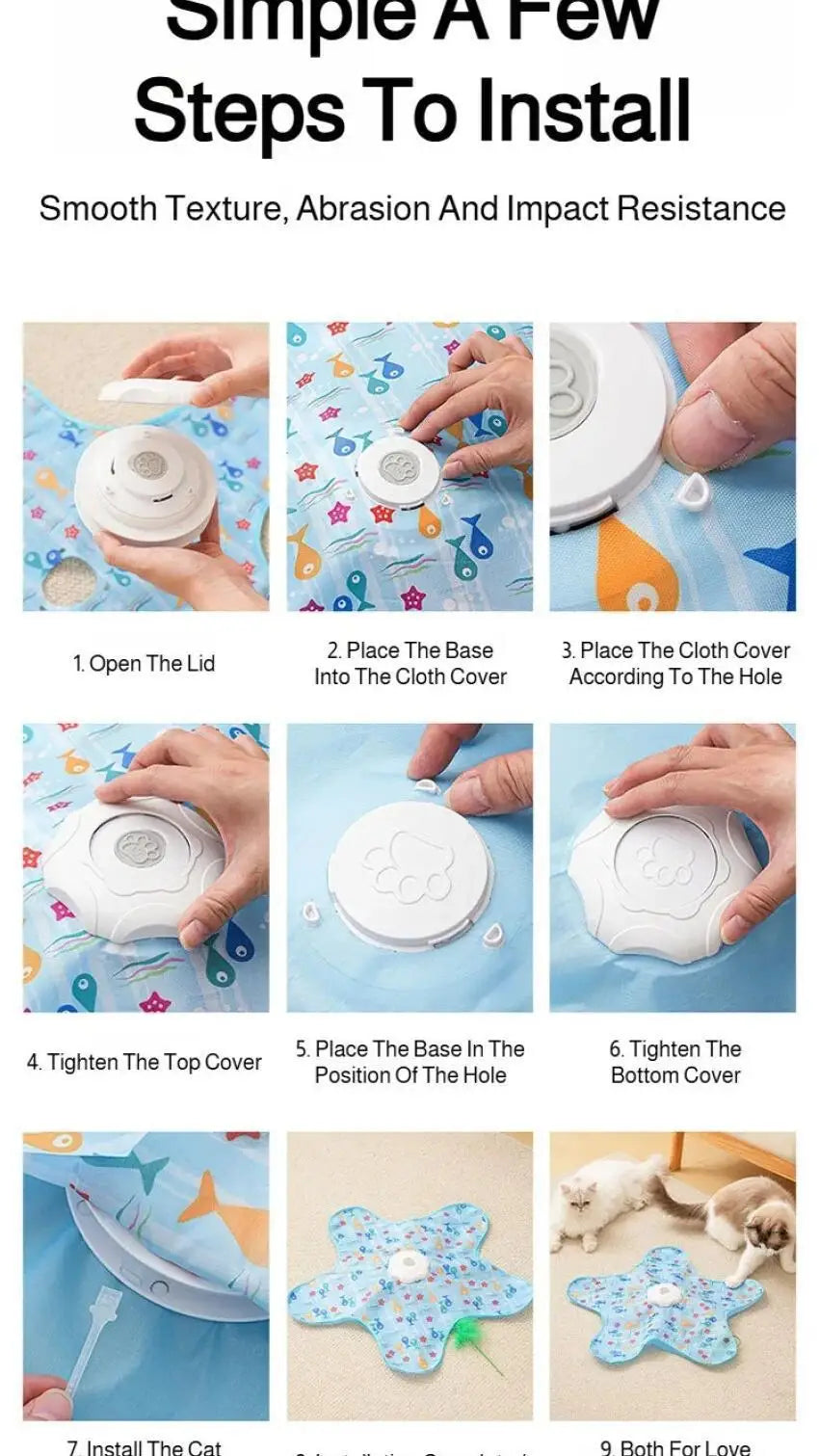 Cat Toys Interactive Hide and Seek Cat Toy with Mouse Squeaky Motion Activated Moving Concealed Feathers Kitten Teaser Toy