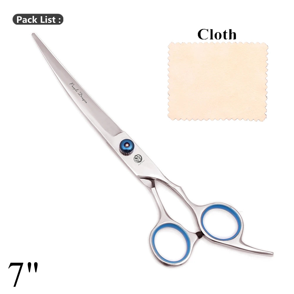 Purple Dragon Dog Grooming Scissors 6.5" 7" Straight Scissors Thinning Shears Professional Pets Shears Curved Scissors Z4001
