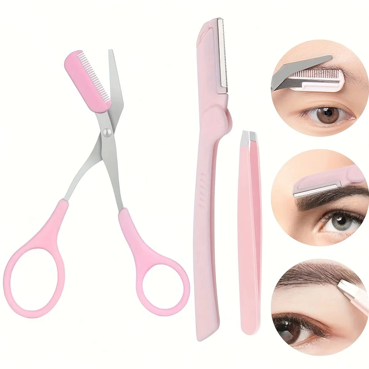 3pcs Set Eyebrow Kit For Women And Men Stainless Steel Eyebrow Grooming Set Including Eyebrow Comb Scissor, Eyebrow Trimmer Tool