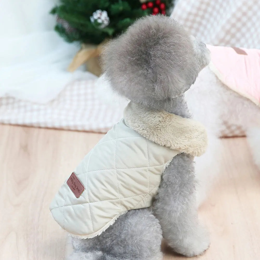 Warm Chihuahua Dog Cat Clothes Winter Fur Collar Small Dogs Puppy Coat Thick Cotton Pet Jacket Outfits Clothes for Small Dog Pug