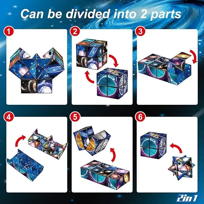 2 in 1 Star Sky Cube Magic Cube EDC Toy Infinity Cube Fidget Toy Puzzle Twist Toy Creative Decompression Plaything Birthday Gift
