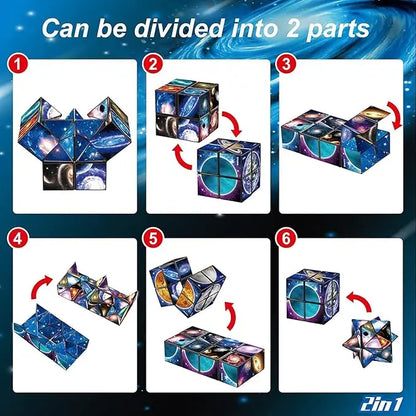 2 in 1 Star Sky Cube Magic Cube EDC Toy Infinity Cube Fidget Toy Puzzle Twist Toy Creative Decompression Plaything Birthday Gift